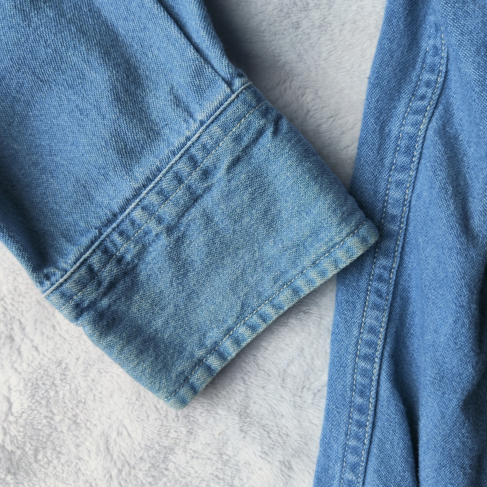 VTG Big Sur International Marathon Mens L Denim Shirt Button Down Embroidered - Picture 12 of 13